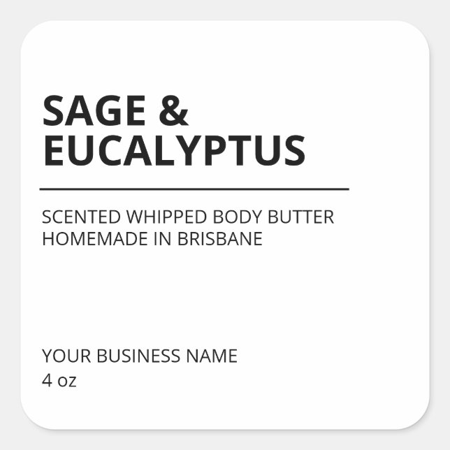 Modern White Whipped Body Butter Labels (Front)