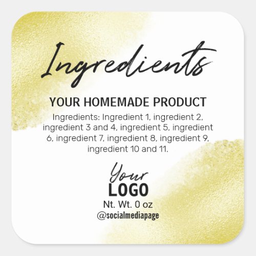 Modern White With Gold Ink Ingredient Labels