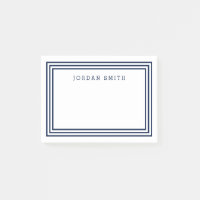 Modern White with Triple Navy Blue Borders Post-it Notes