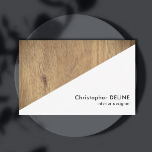 Modern White Wooden Geometric Interior Designer Business Card