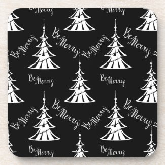 Modern White Xmas Trees on Black Christmas