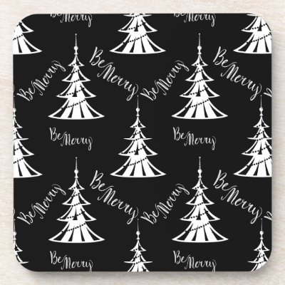 Modern White Xmas Trees on Black Christmas