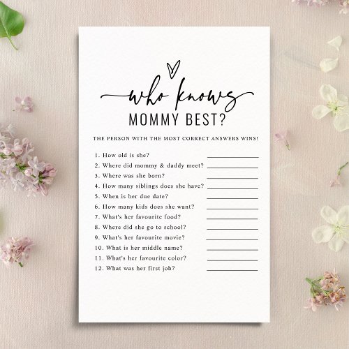 Modern Who Knows Mommy Best Baby Shower Game