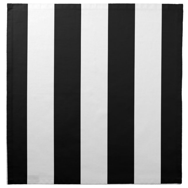 Modern Wide Bold Black and White Stripes Pattern Cloth Napkin (Front)
