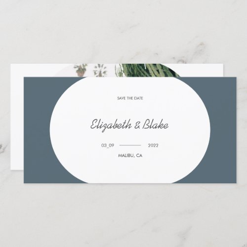 Modern Wide Gray Frame Photo Wedding Save The Date