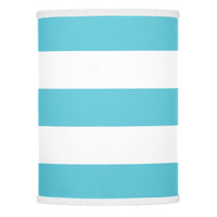 Modern Wide Striped Lamp in Turquoise and White