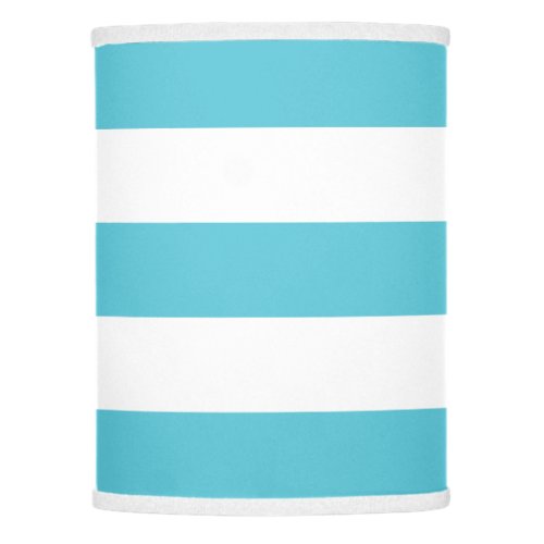 Modern Wide Striped Lamp in Turquoise and White