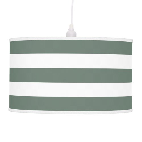 Modern Wide Striped Pendant Lamp _ Dark Gray Green