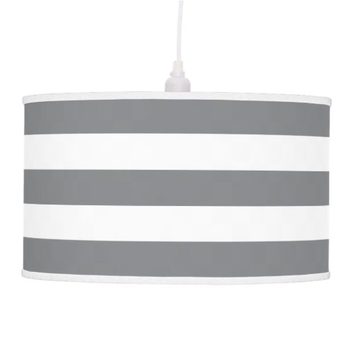 Modern Wide Striped Pendant Lamp in Gray