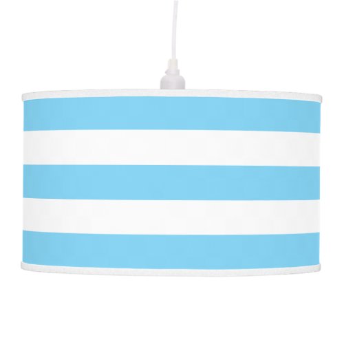 Modern Wide Striped Pendant Lamp in Light Blue