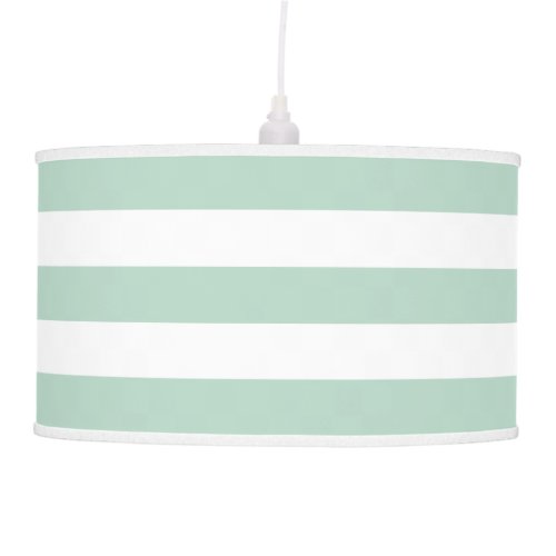 Modern Wide Striped Pendant Lamp in Light Green