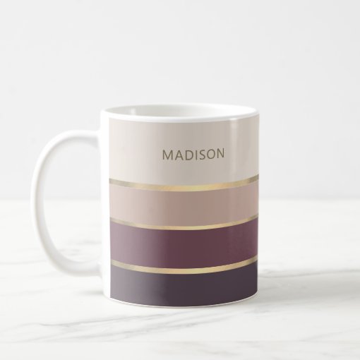 Modern Wide Stripes Gold Custom Coffee Mug | Zazzle