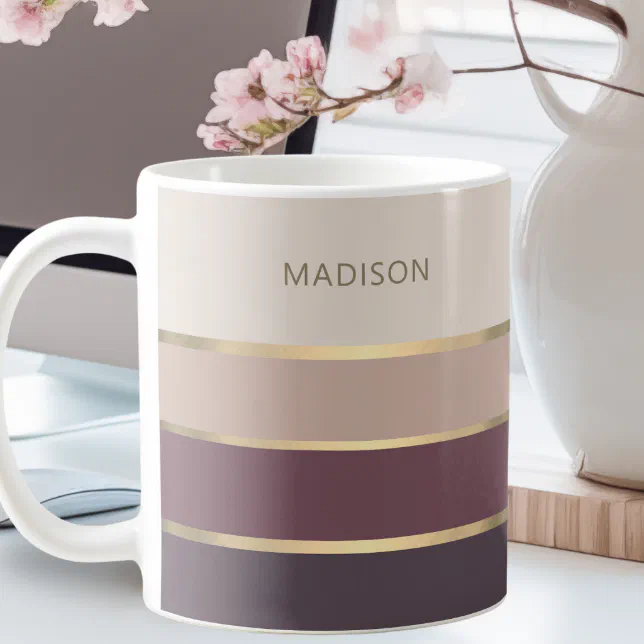 Modern Wide Stripes Gold Custom Coffee Mug | Zazzle