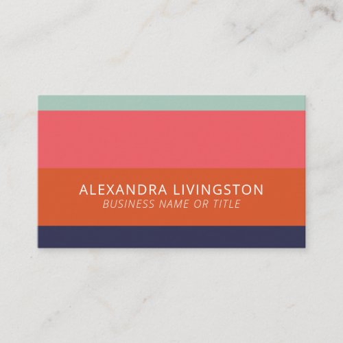 Modern Wide Stripes in Blue and Coral Orange Business Card