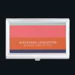 Modern Wide Stripes in Blue and Coral Orange  Business Card Case<br><div class="desc">Modern Wide Stripes in Blue and Coral Orange Business Card Case</div>
