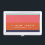 Modern Wide Stripes in Blue and Coral Orange  Business Card Case<br><div class="desc">Modern Wide Stripes in Blue and Coral Orange Business Card Case</div>