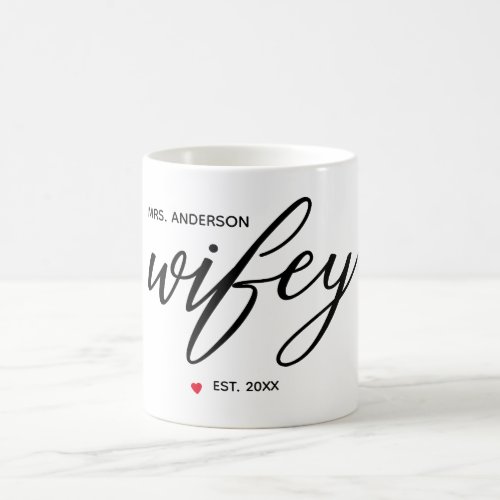 Modern Wifey Calligraphy Established Year Coffee Mug
