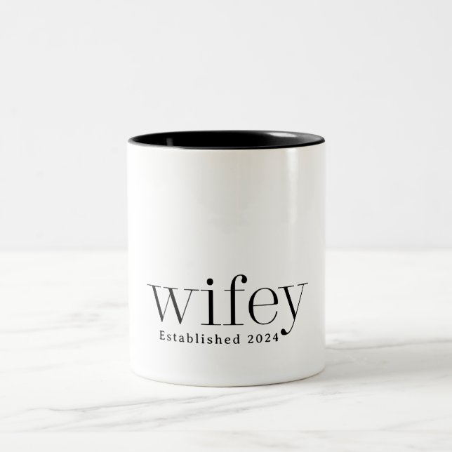 Modern Wifey Wife Two-Tone Coffee Mug (Center)