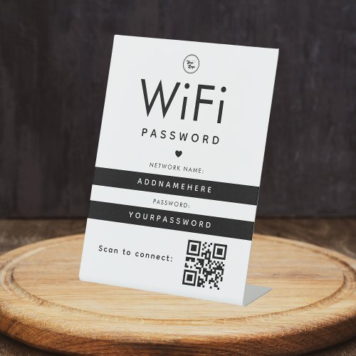 Modern WiFi Password Code Business Logo QR Code Pedestal Sign