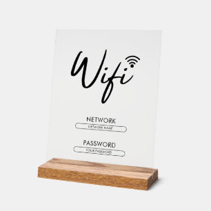 Modern Wifi Password Network Acrylic Sign