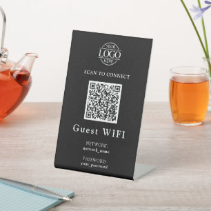 Modern Wifi Password & Network Business QR Code Pedestal Sign