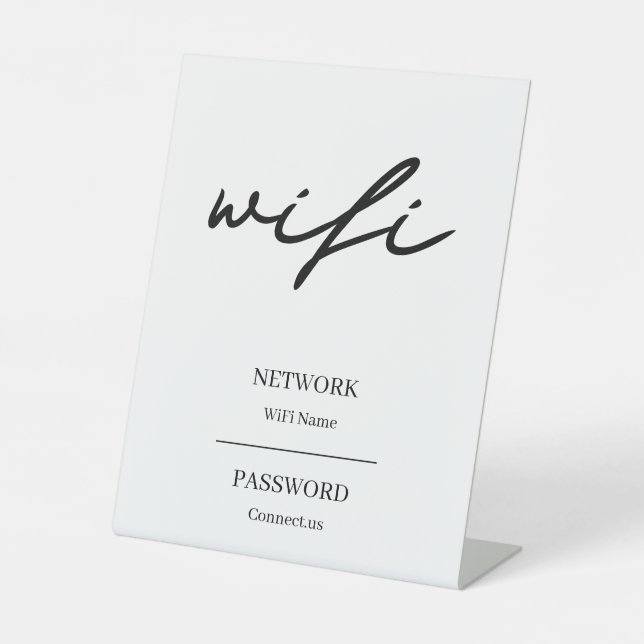 Modern WiFi Password Network Display Pedestal Sign (Front)