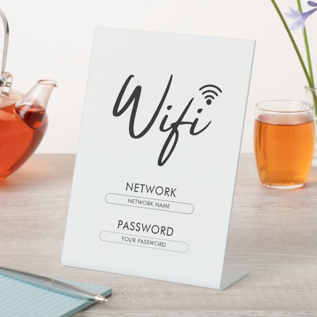 Modern Wifi Password Network  Pedestal Sign (In SItu)