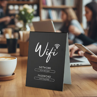 Modern Wifi Password Network Table Tent