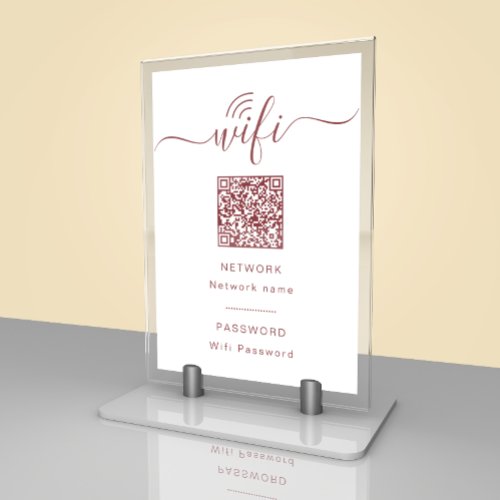 Modern Wifi Password Sign Minimalist Table Card