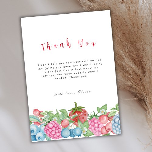 Modern Wild Berry Sweet Baby Shower Thank You Card