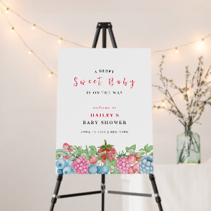 Modern Wild Berry Sweet Baby Shower Welcome Sign