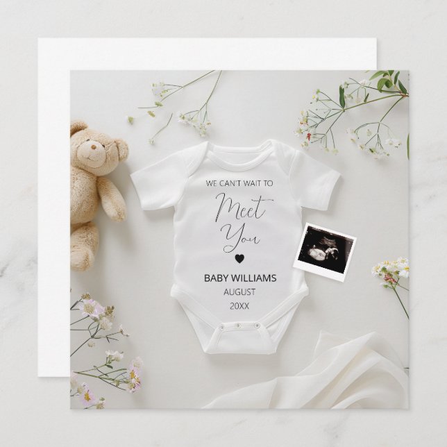 Modern Wild Flowers Pregnancy Announcement (Front/Back)