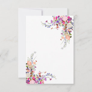 Modern wild flowers script bridal shower place invitation