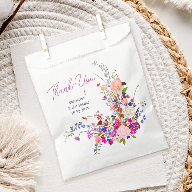 Modern wild flowers thank you bridal shower favor bag (Modern wild flowers thank you bridal shower favor bag)