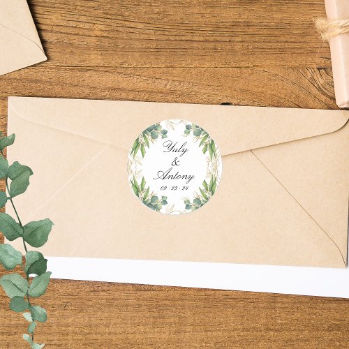 Modern Wild Green Leaves Wedding Stickers Set