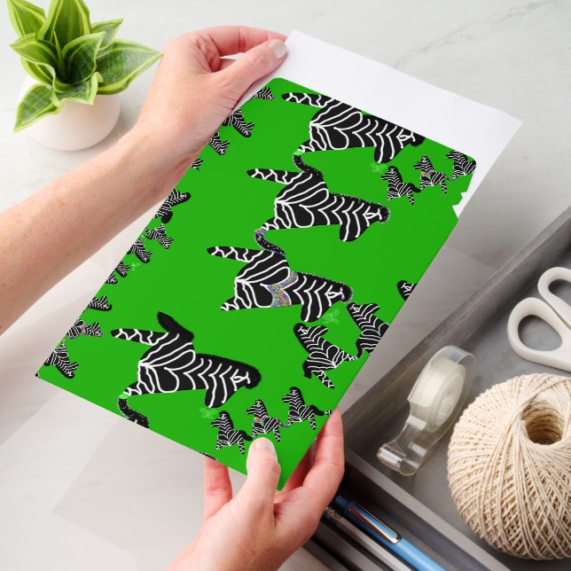 Modern wild green zebra envelope mailers (Desk)