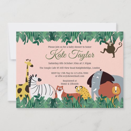 Modern Wild Jungle Animals Baby Shower  Sprinkle Invitation