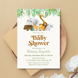  Modern Wild Jungle Safari Baby Girl Shower 