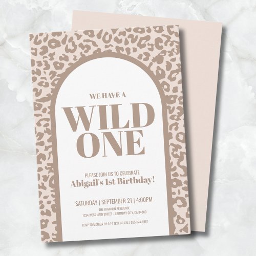 Modern Wild One 1st Birthday Party Invitation