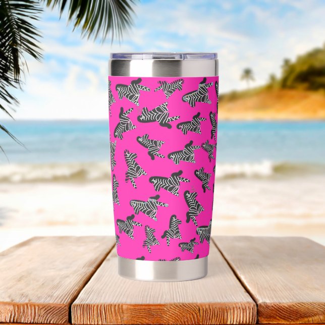 Modern wild pink zebra insulated tumbler (Beach (Rotated))