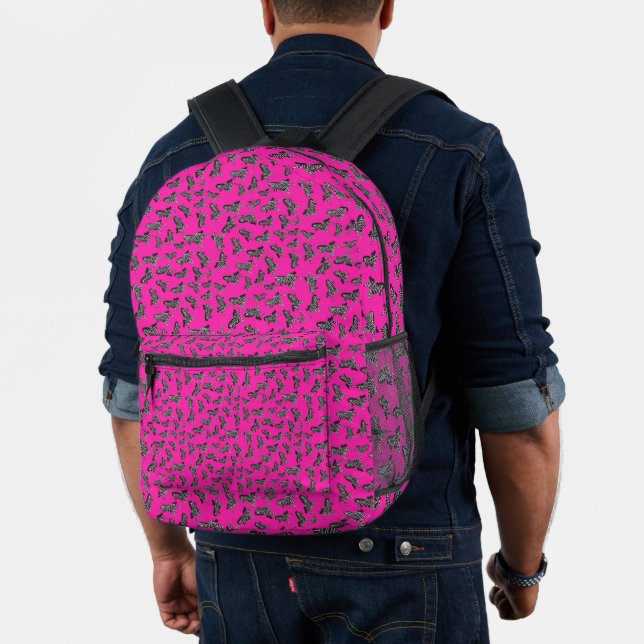 Modern wild pink zebra printed backpack (Insitu (Model))