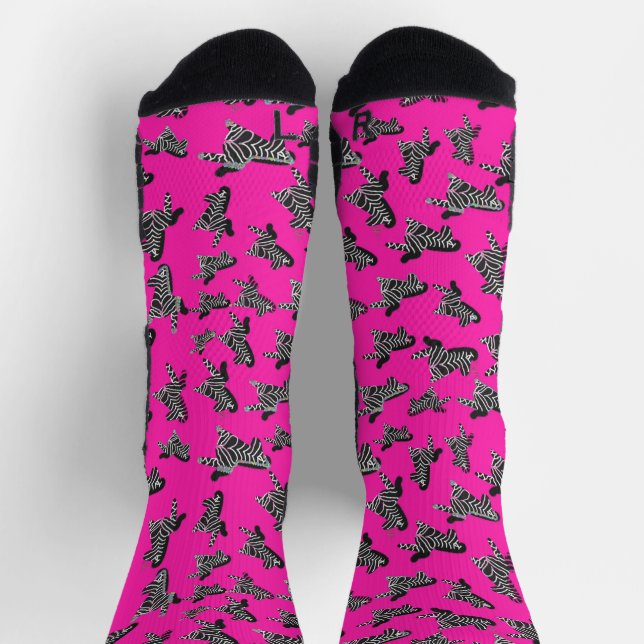 Modern wild pink zebra socks (Top)