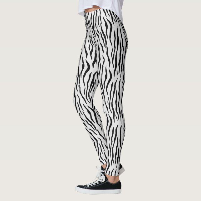 Modern Wild White Tiger Pattern Leggings (Left)