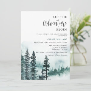 Modern Wilderness Let Adventure Begin Baby Shower Invitation