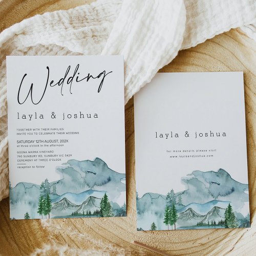 Modern Wilderness Minimalist Wedding  Invitation