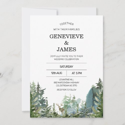 Modern Wilderness with Deer Wedding Invitation