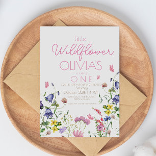 Modern Wildflower 1st Birthday Party Invitation