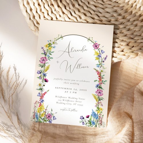 Modern Wildflower Arch Boho Wedding Invitation