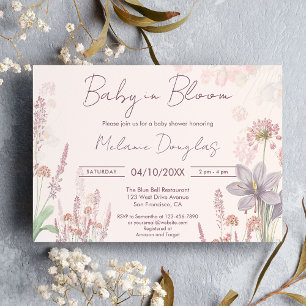 Modern Wildflower Baby in Bloom Baby Shower Invitation