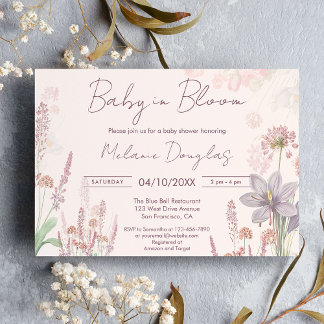 Modern Wildflower Baby in Bloom Baby Shower Invitation